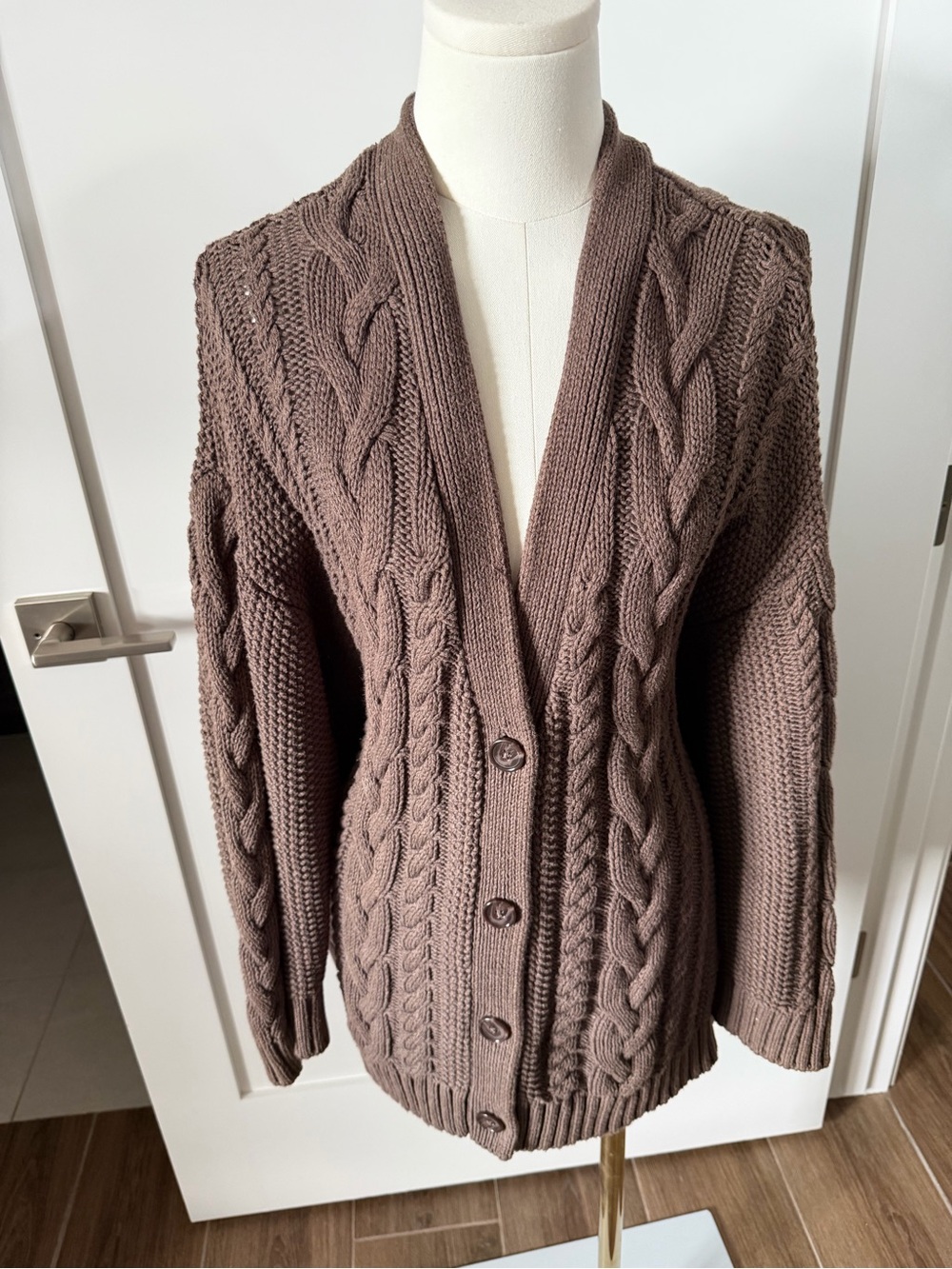 Quince Cable-Knit Cardigan - Tan